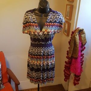 TORY BURCH Silk Surplice Top Smocked Waist Dress